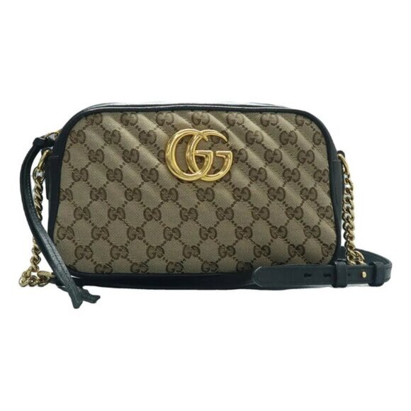 GUCCI GG Marmont Brown&Black Leather Shoulder Bag 675-071825 - Picture 1 of 15